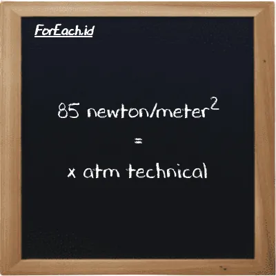 Example newton/meter<sup>2</sup> to atm technical conversion (85 N/m<sup>2</sup> to at)